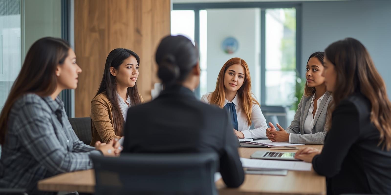 scene of women at a meeting business casual